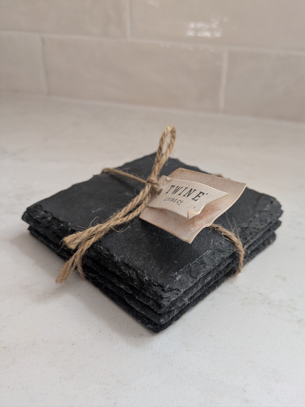 Set of 4 natural slate coasters